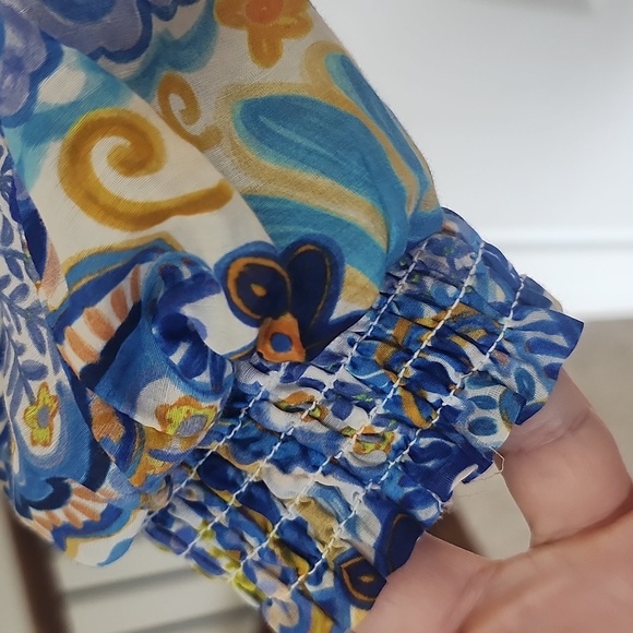 Hale Bob Paisley Print Women's Top - Blue and Yellow Med - Picture 7 of 15